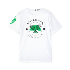Wateroak Tennis Club Men's Sports Jersey — White Athletic Tee with Tennis Racket Logo